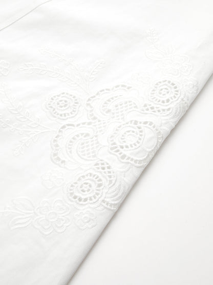 Eyelet Embroidery Belted Square Neck Maxi Dress