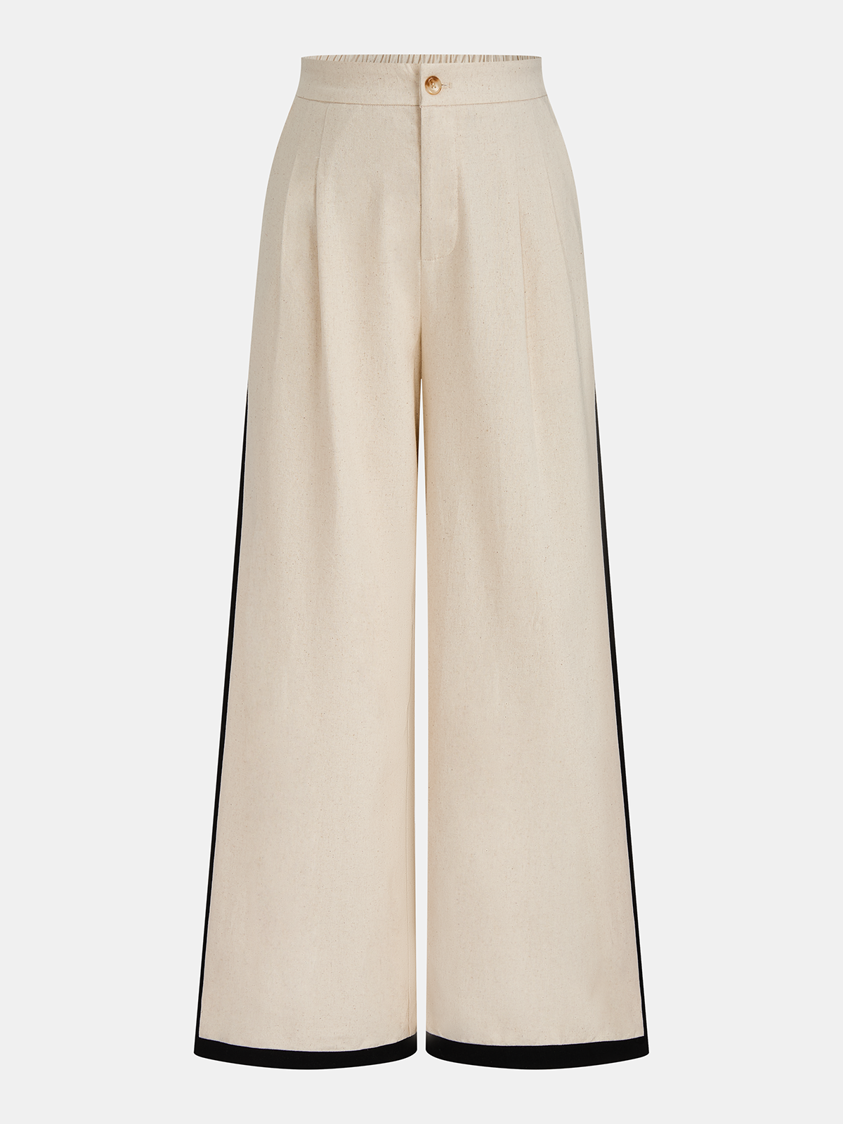 Linen & Cotton Zipper Contrast Binding Pants Set