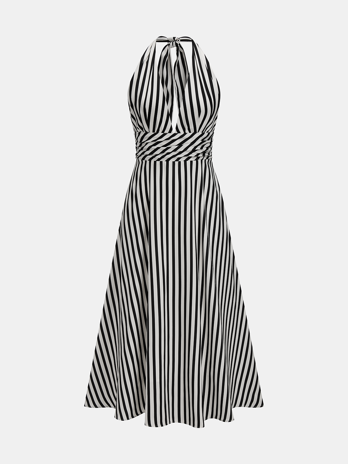 Stripe Backless Pockets Dress