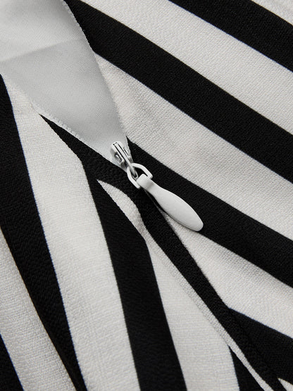 Stripe Backless Pockets Dress