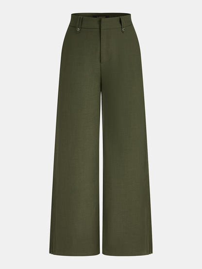 Side Pleated Wide-Leg Pants