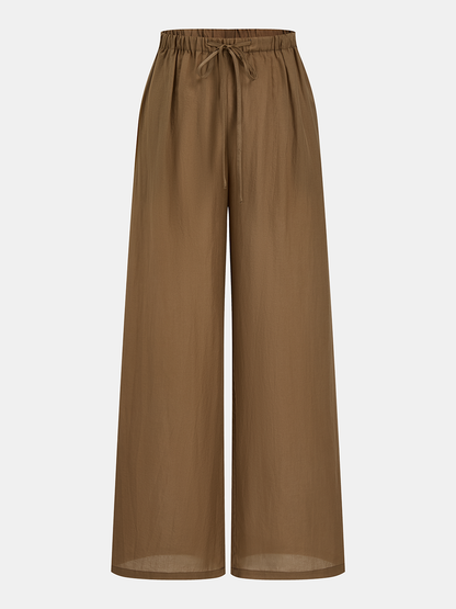 Semi-Sheer Halter Neck Top & Wide Leg Pants Set