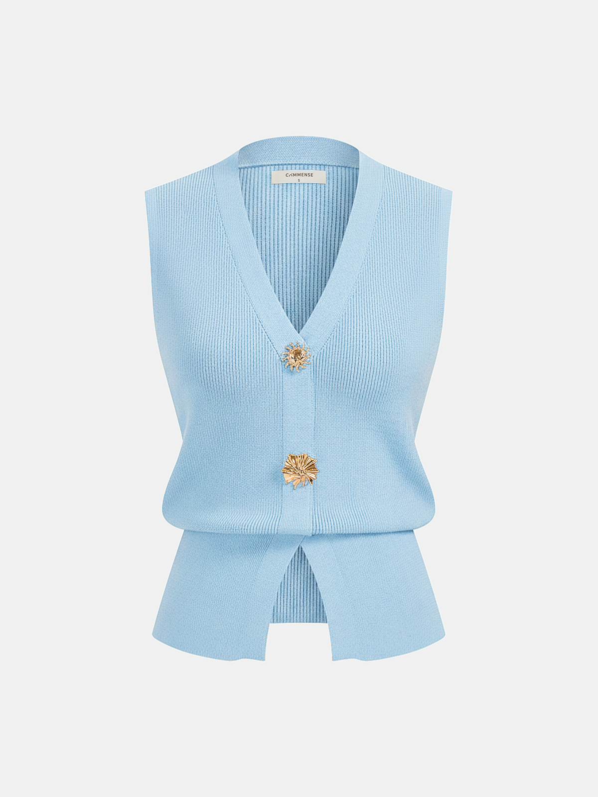 Decorative Button V Neck Knit Vest