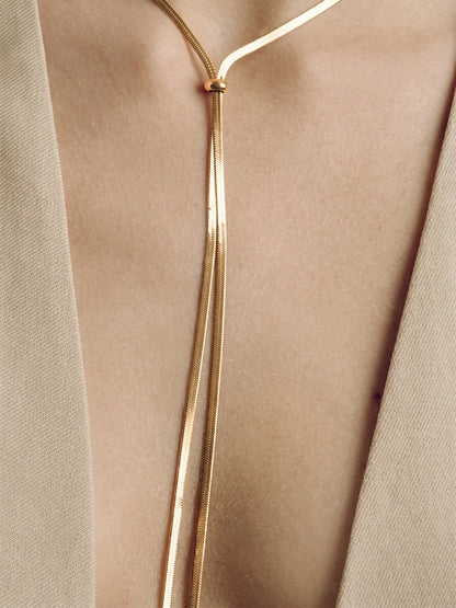 Adjustable Sliding Herringbone Lariat Necklace