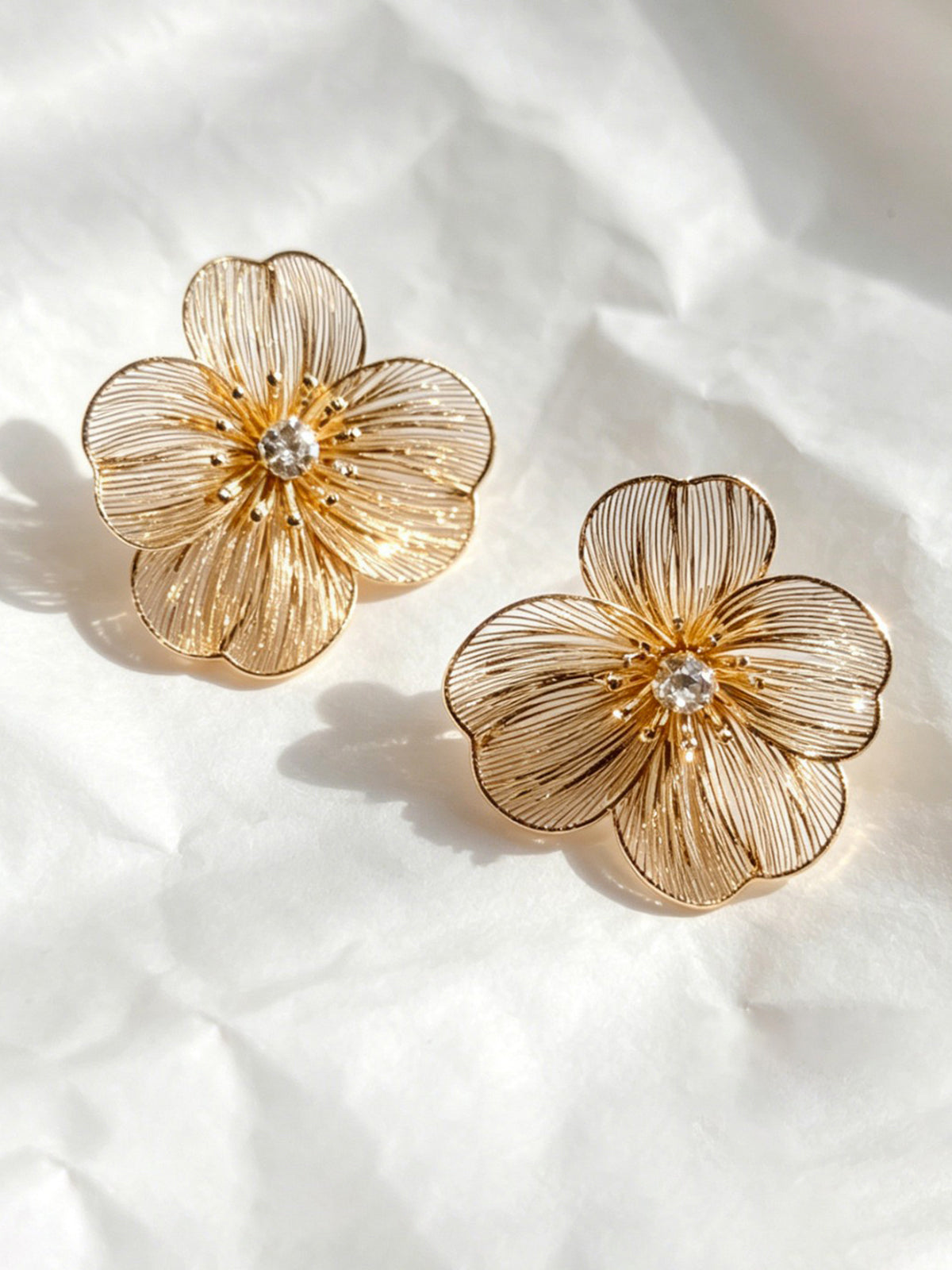 Large Flower Crystal Stud Earrings