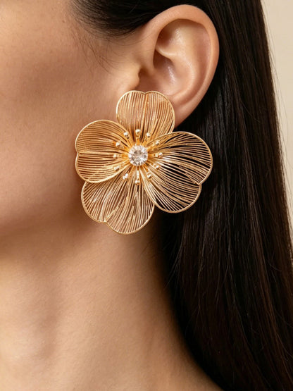 Large Flower Crystal Stud Earrings
