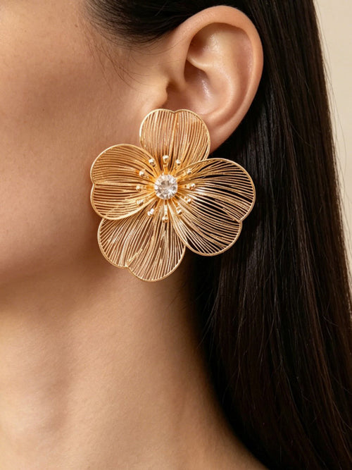 Large Flower Crystal Stud Earrings