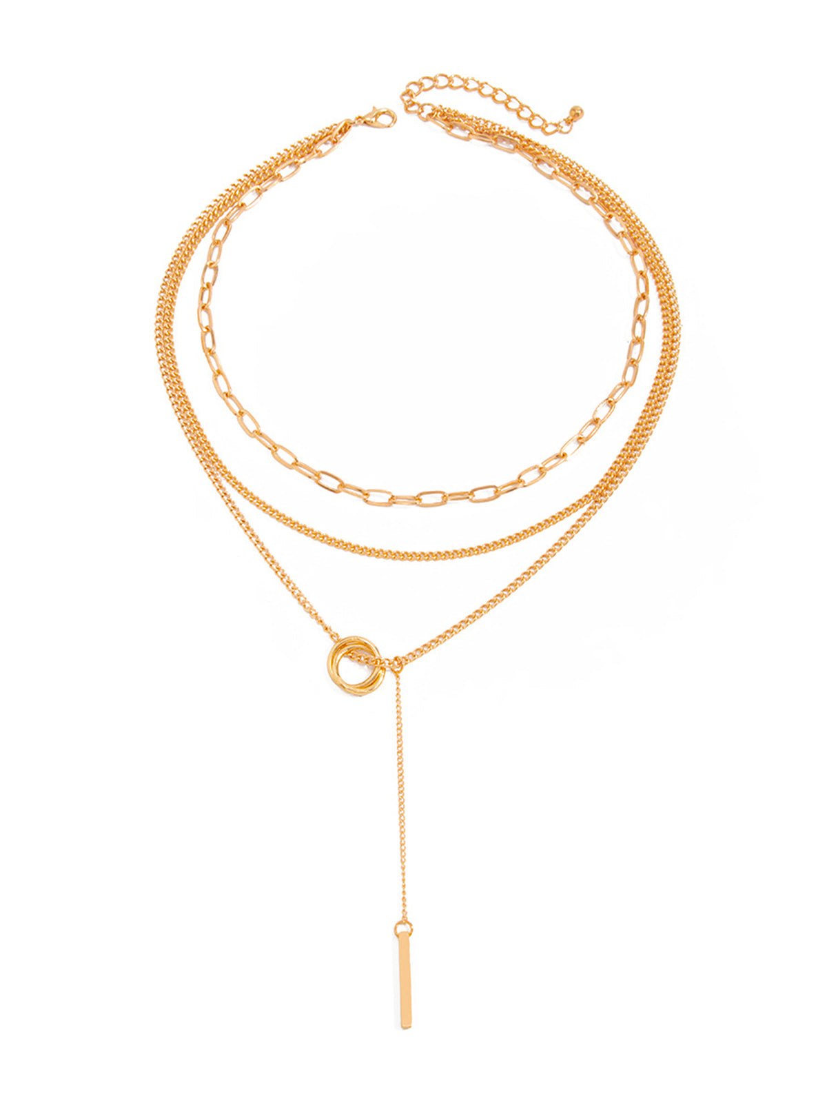Layered Circle Bar Pendant Necklace