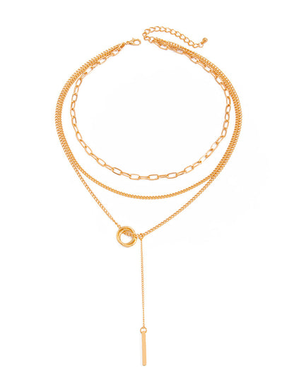 Layered Circle Bar Pendant Necklace