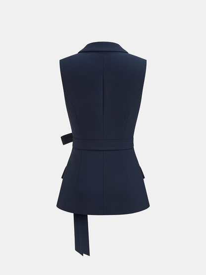Belted Sleeveless Blazer & Shorts Set