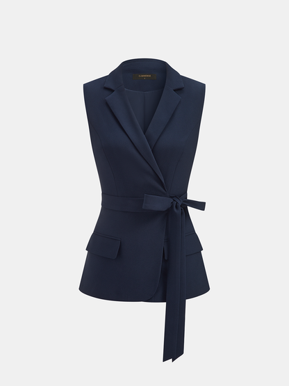 Belted Sleeveless Blazer & Shorts Set