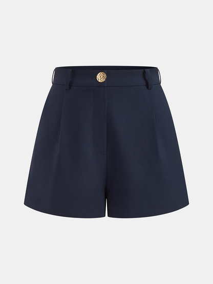 Belted Sleeveless Blazer & Shorts Set