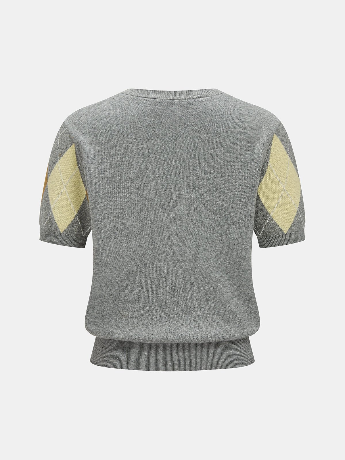 Argyle Short Sleeve Knit Sweater