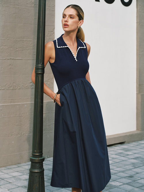 Sleeveless Collared Pocketed Maxi Dress