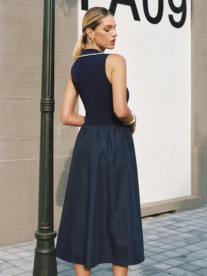 Sleeveless Collared Pocketed Maxi Dress