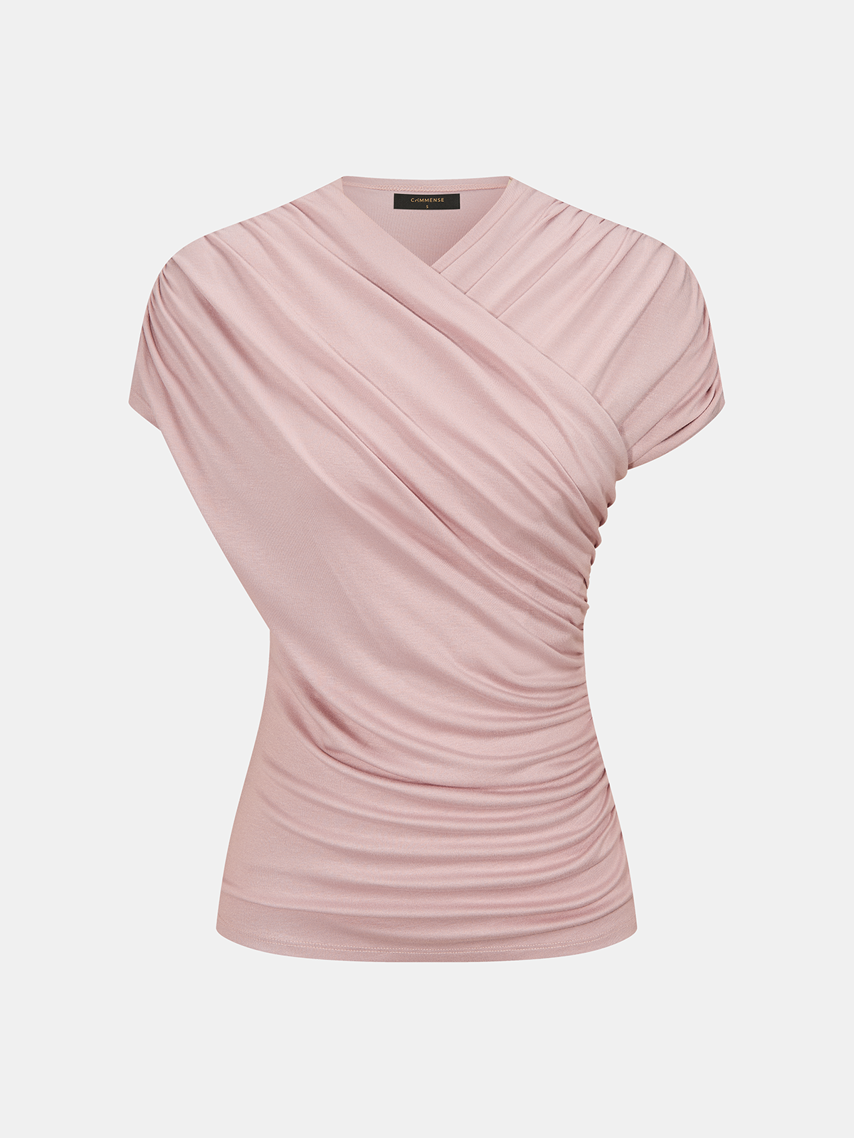 Wrap-Front Ruched Short Sleeve Top