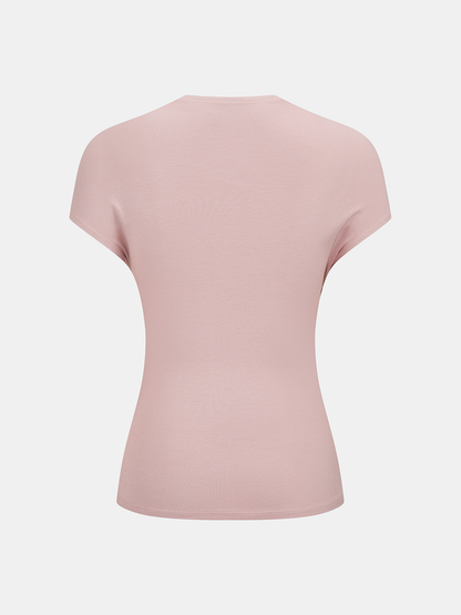 Wrap-Front Ruched Short Sleeve Top