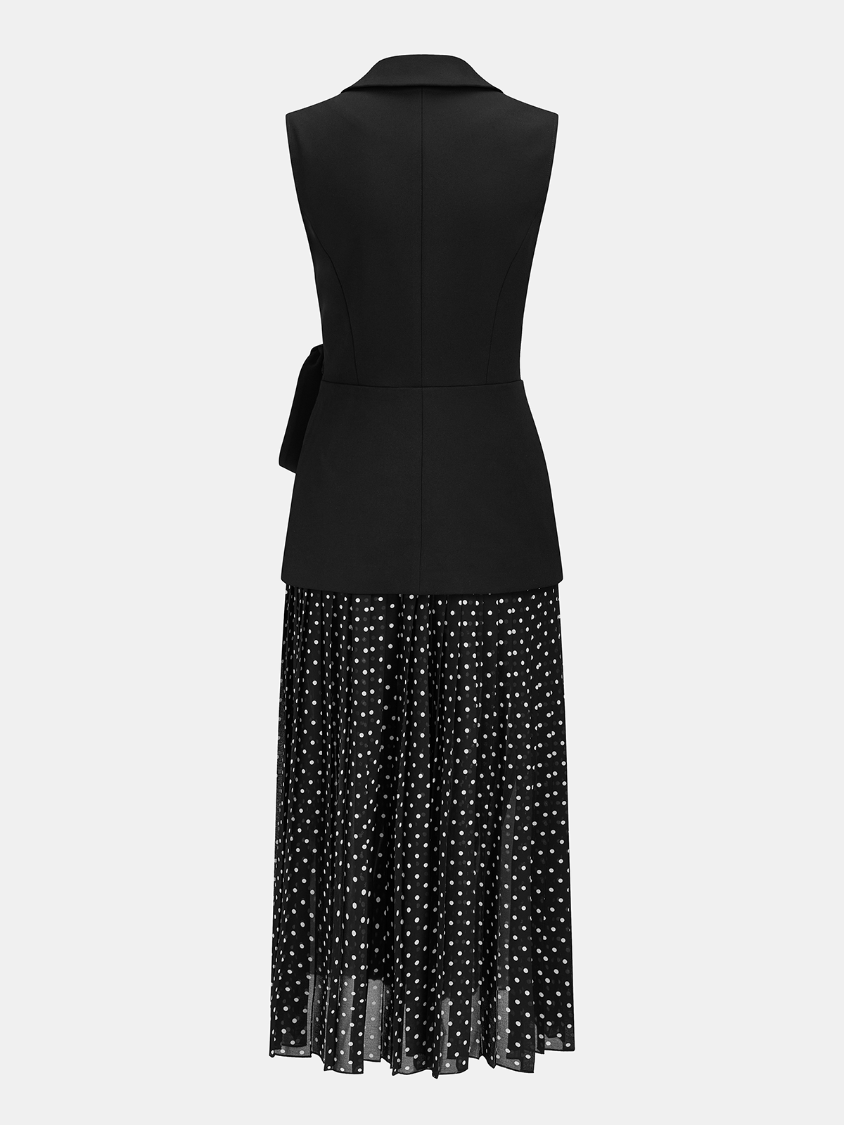 Tie Waist Blazer-Style Polka Dot Maxi Dress