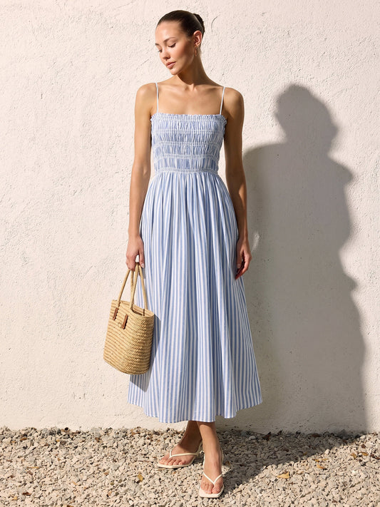 Smocked Striped Cami Maxi Dress