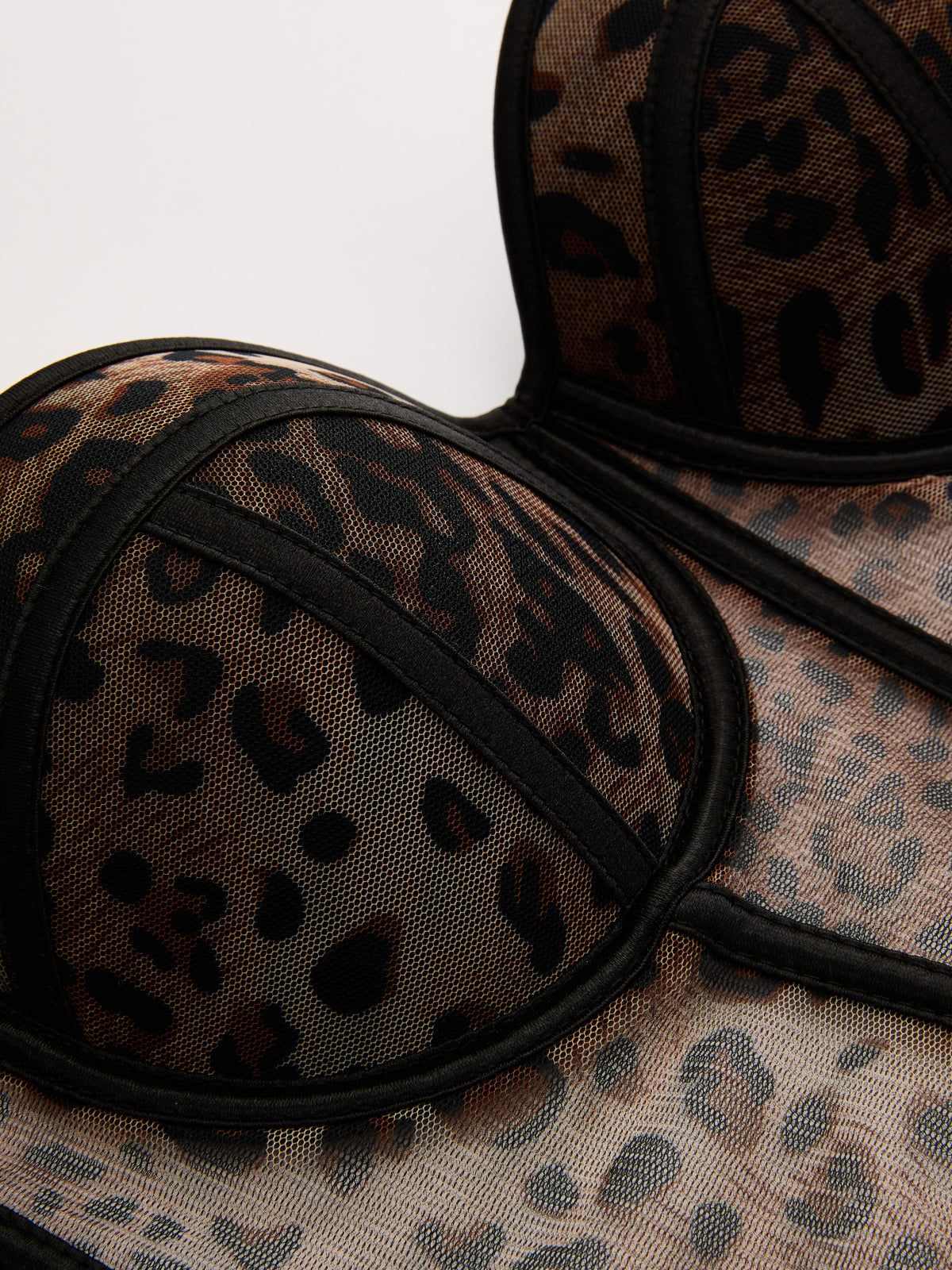 Leopard Print Mesh Cami Corset Top