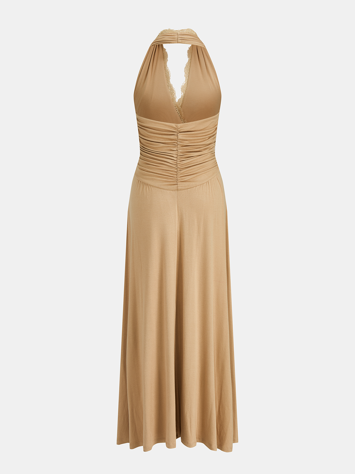 Lace Trim Halter Wrap Maxi Dress
