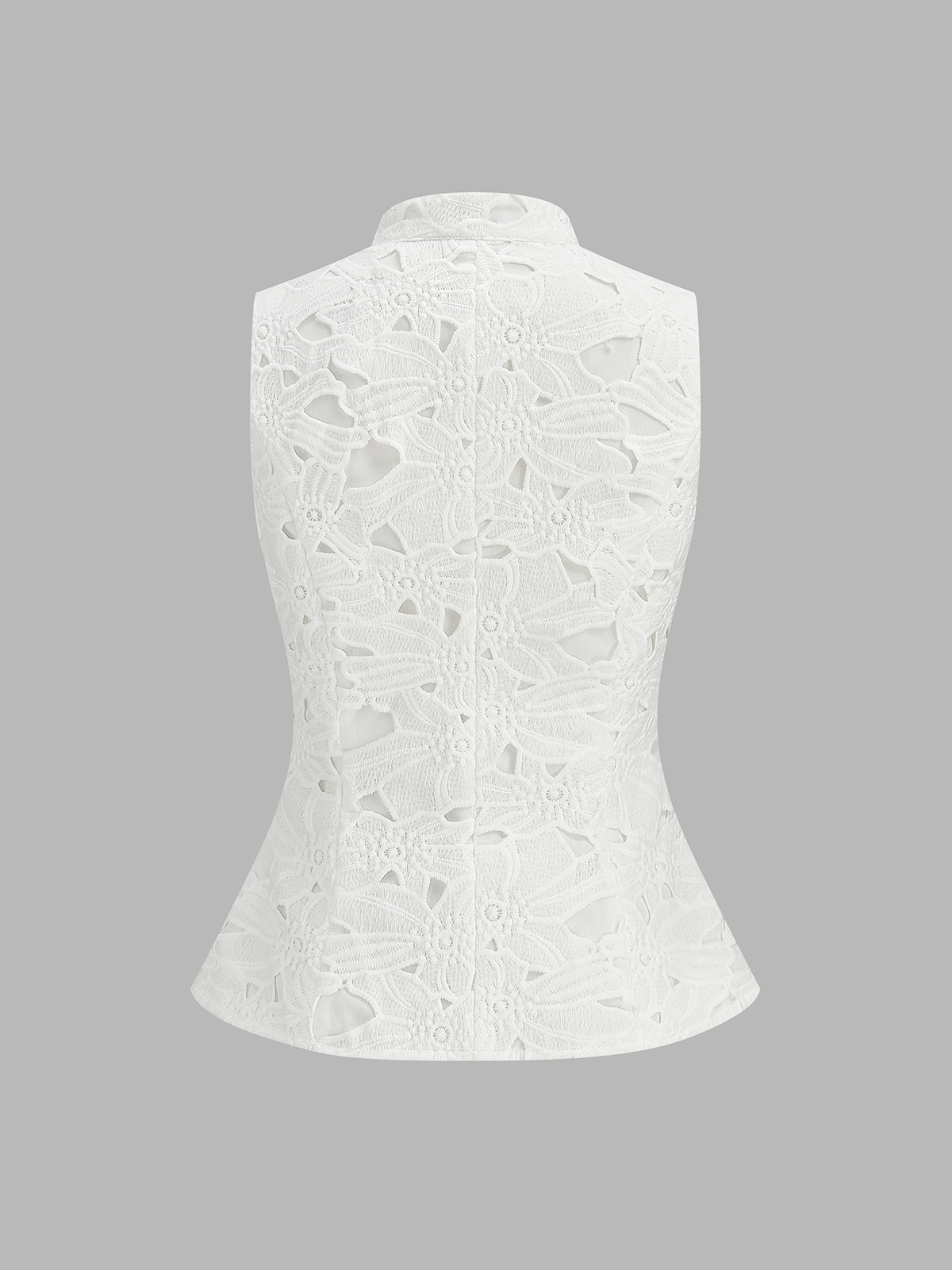 Guipure Lace Mandarin Collar Frog Button Vest