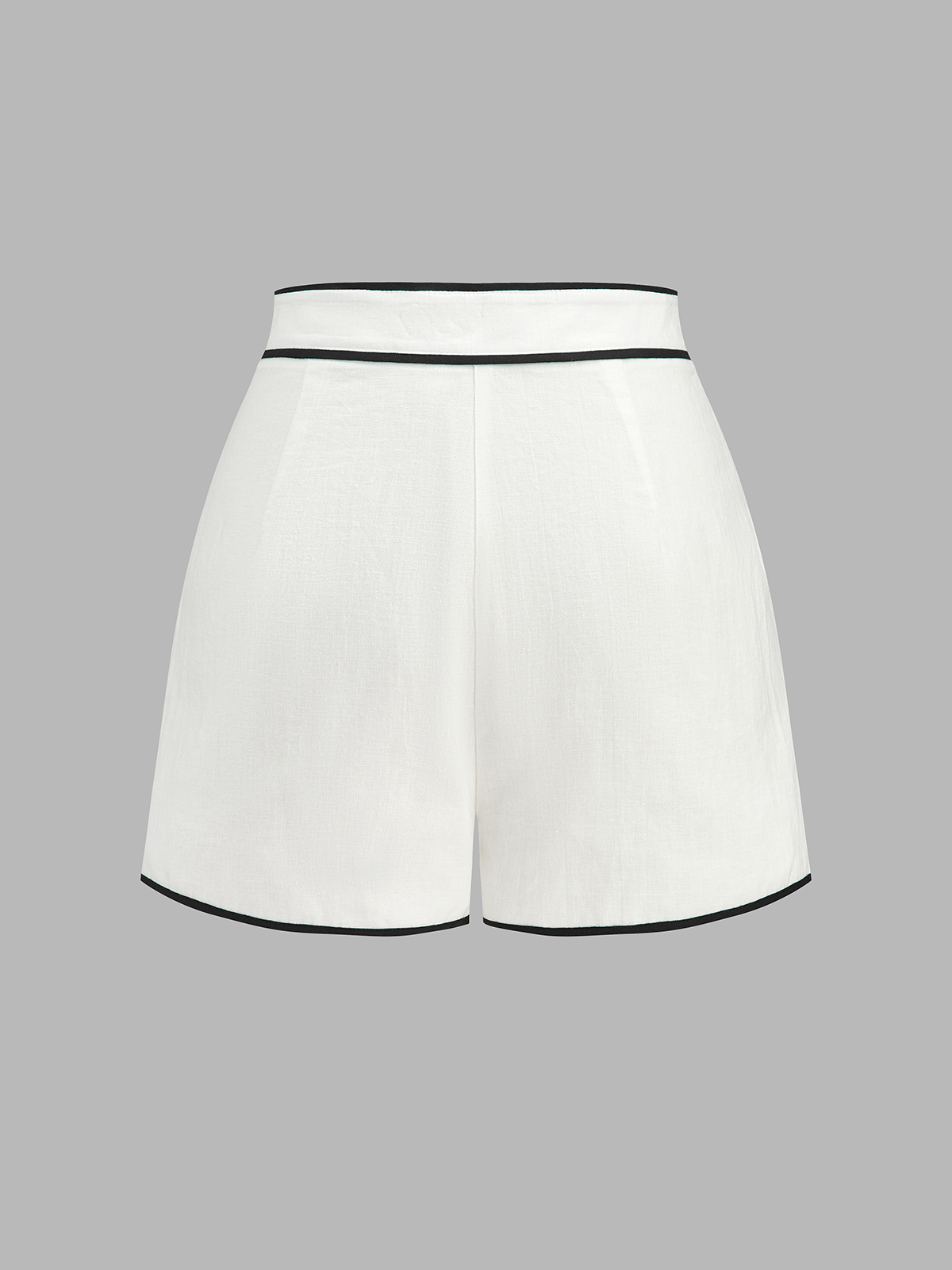 Cotton Linen Contrast Trim Top & Shorts Set