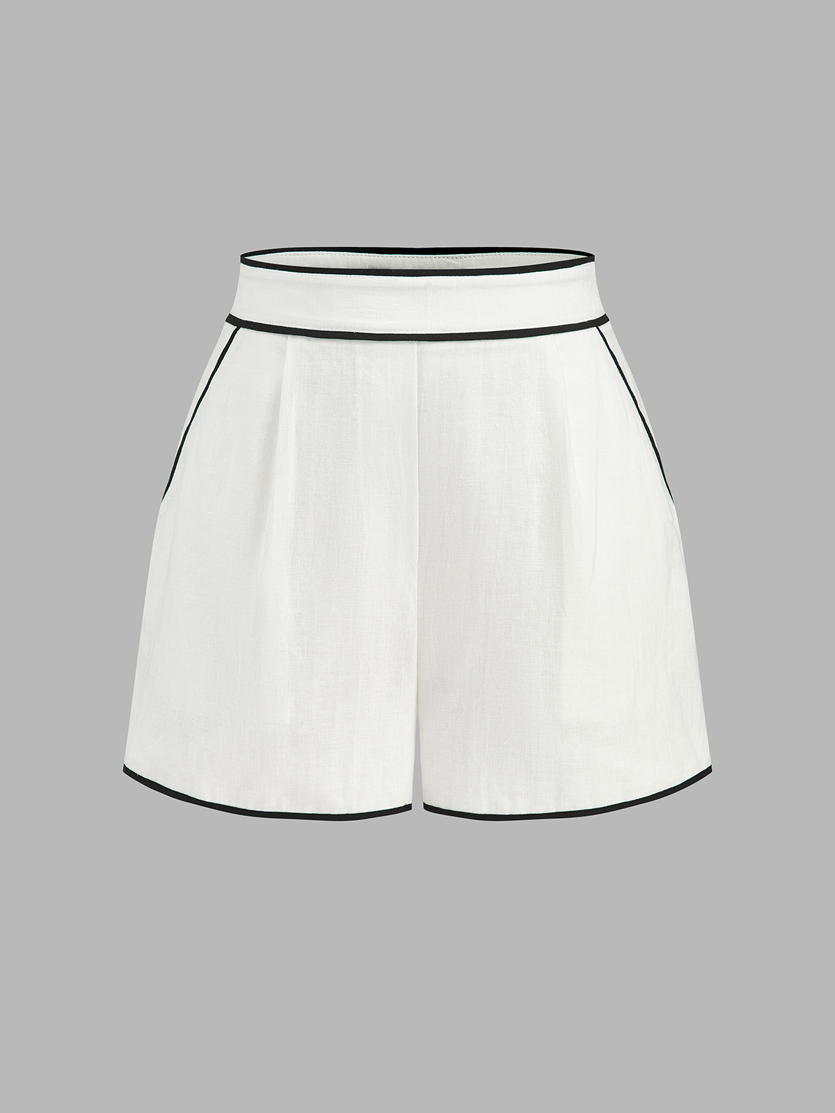 Cotton Linen Contrast Trim Top & Shorts Set