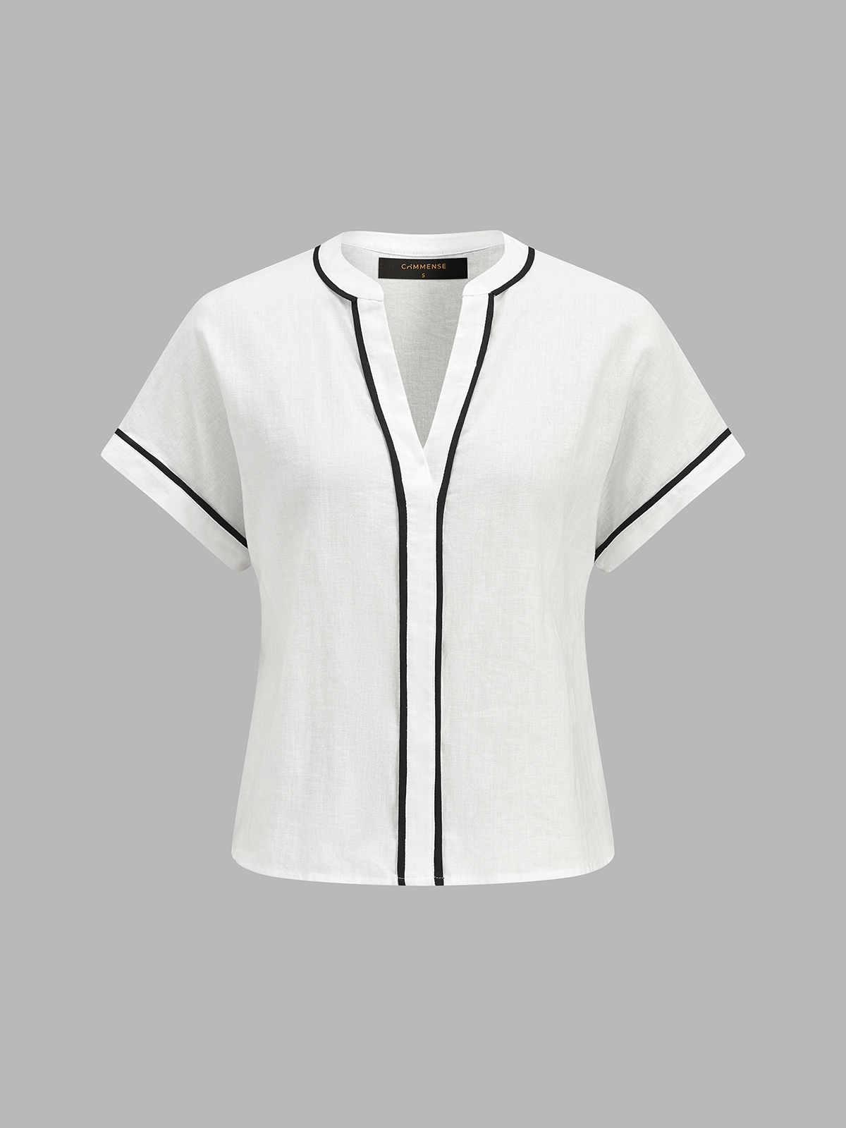 Cotton Linen Contrast Trim Top & Shorts Set