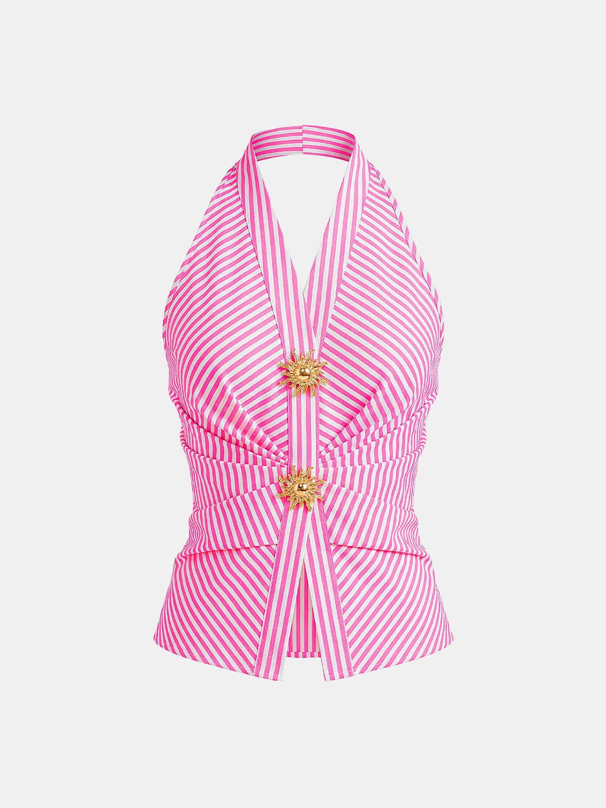 Cotton Blend Striped Halter Top