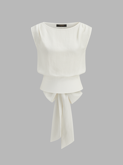Bow-Back Top & Pinstripe Pants Set