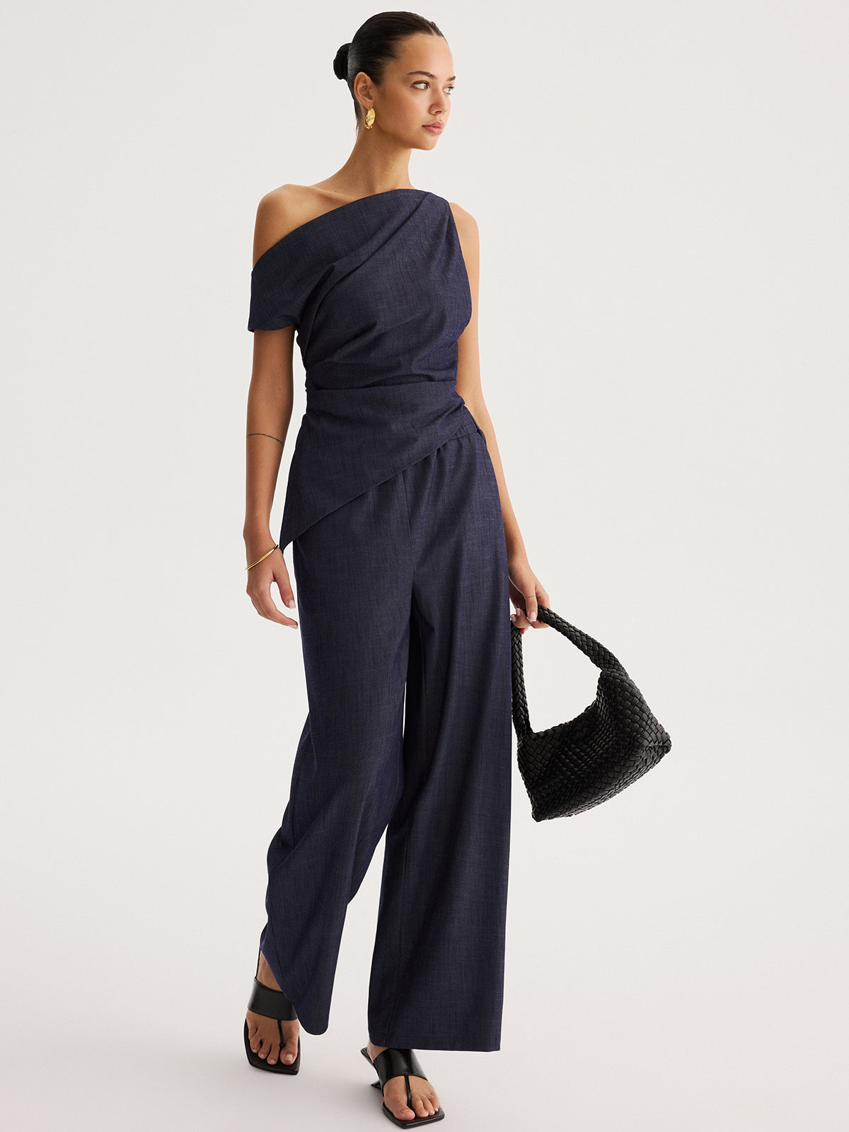Asymmetrical Off-Shoulder Top & Pants Set