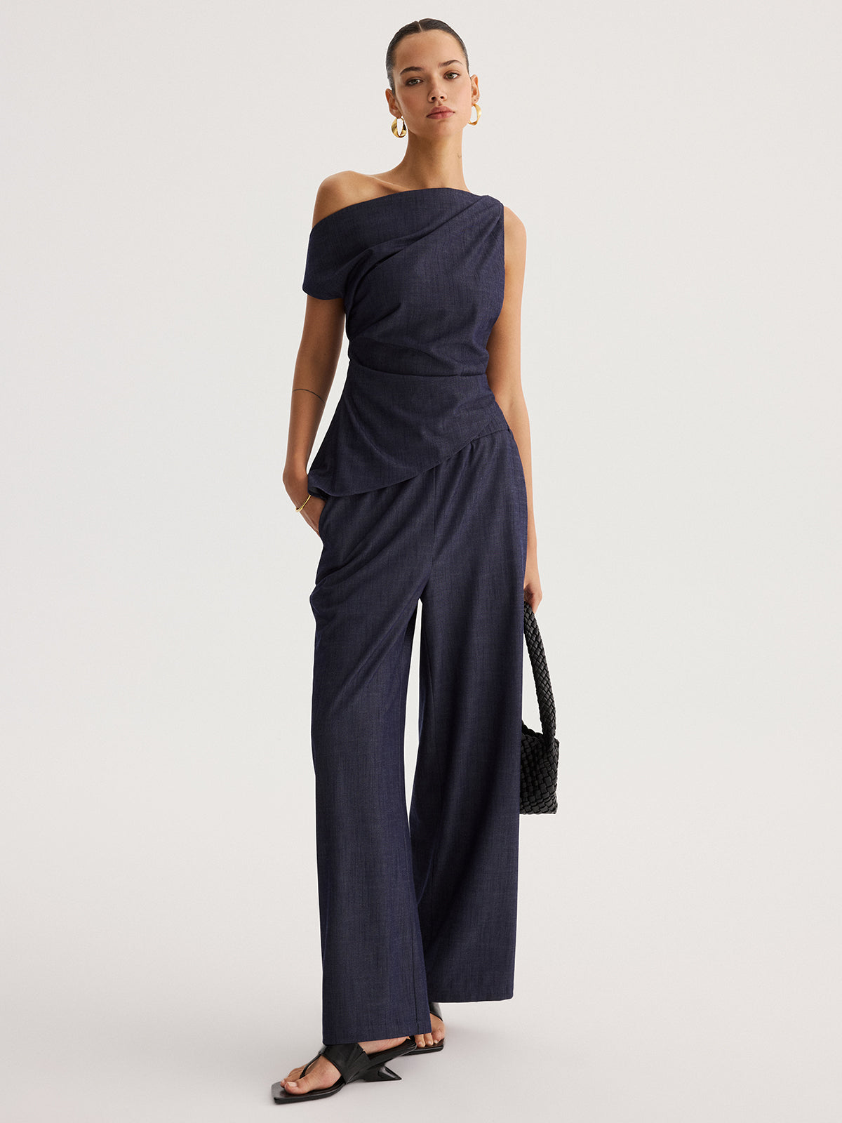 Asymmetrical Off-Shoulder Top & Pants Set