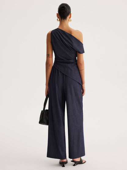 Asymmetrical Off-Shoulder Top & Pants Set
