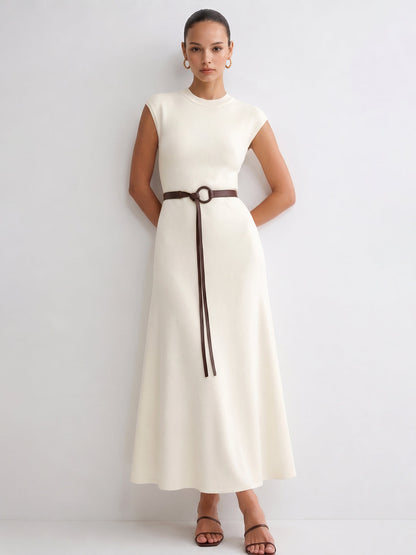 Sleeveless Knit Belted Maxi Dress