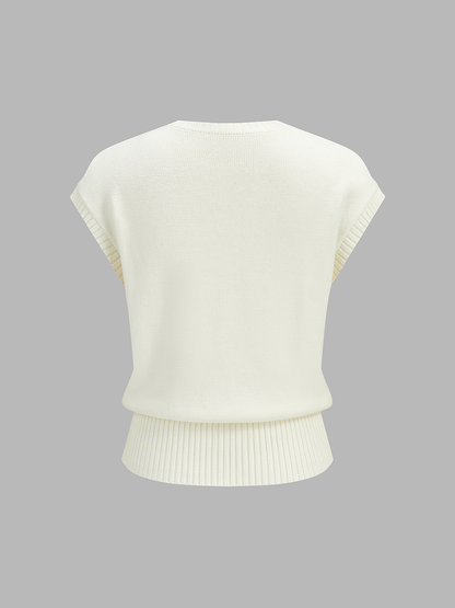 Floral Embroidered Sleeveless Knit Top