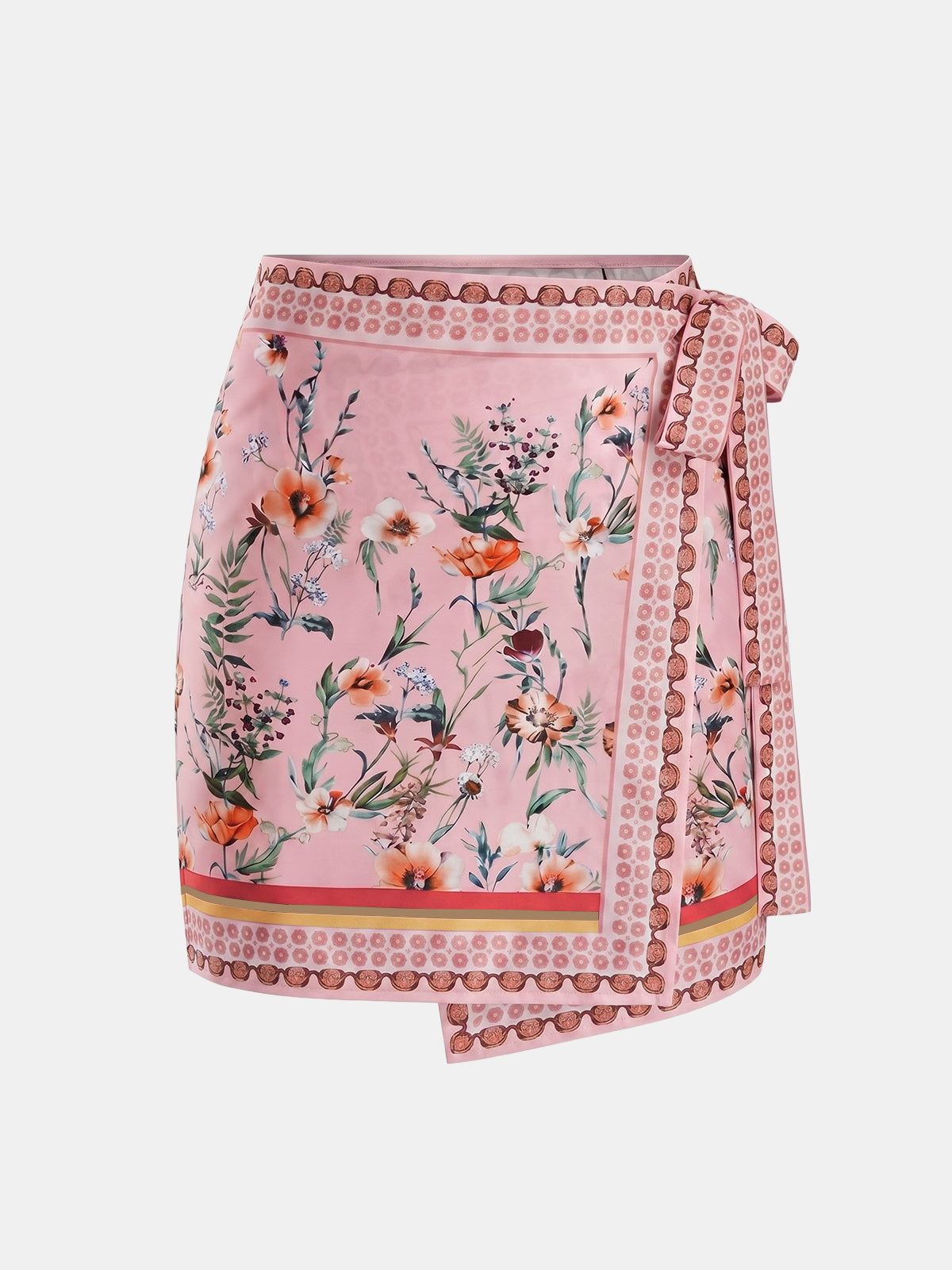 Floral Print Tie Wrap Mini Skirt