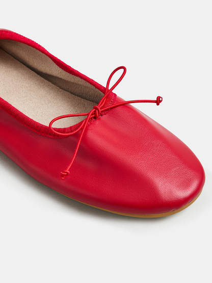 Soft Leather Bow Ballet Flats
