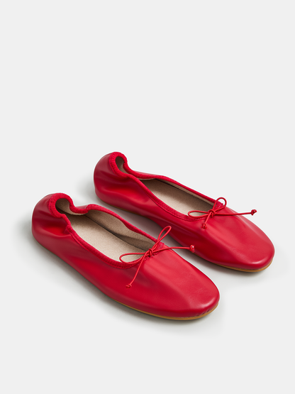 Soft Leather Bow Ballet Flats