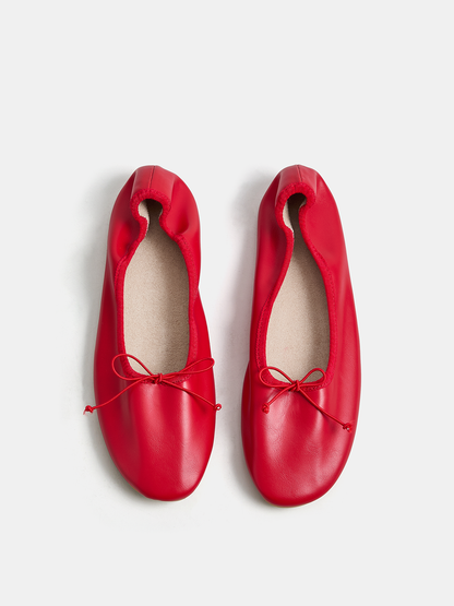 Soft Leather Bow Ballet Flats
