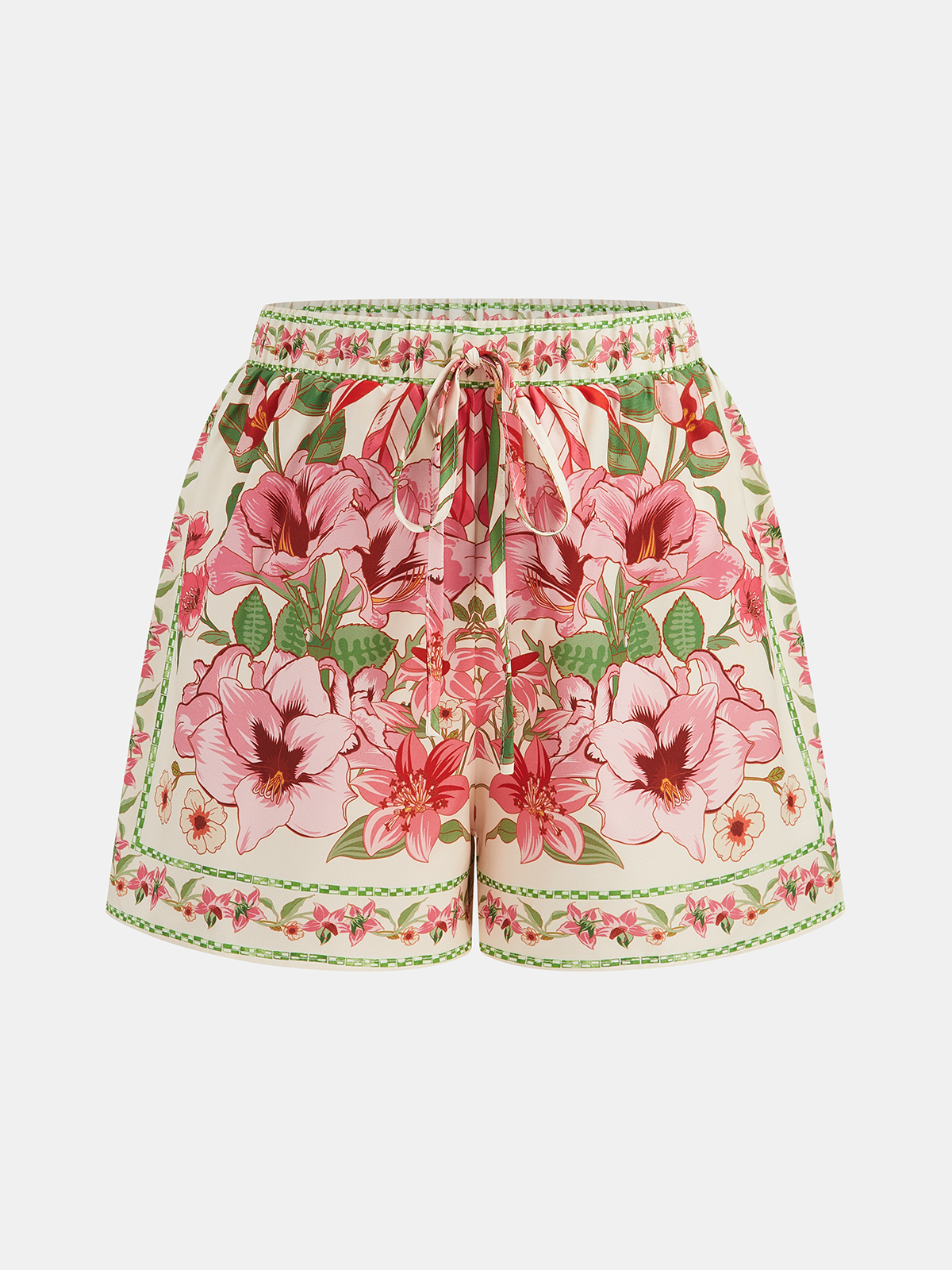 Floral Print Drawstring Casual Shorts
