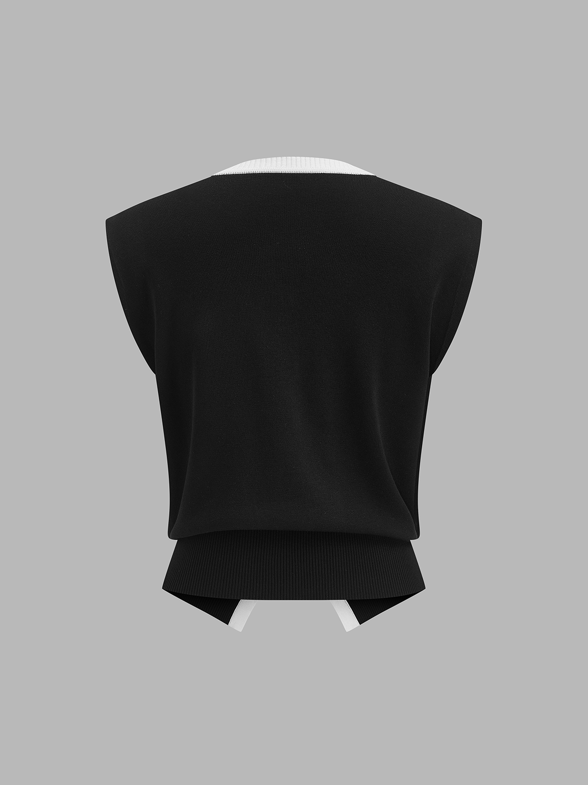 Contrast Trim Metal Button Knit Vest