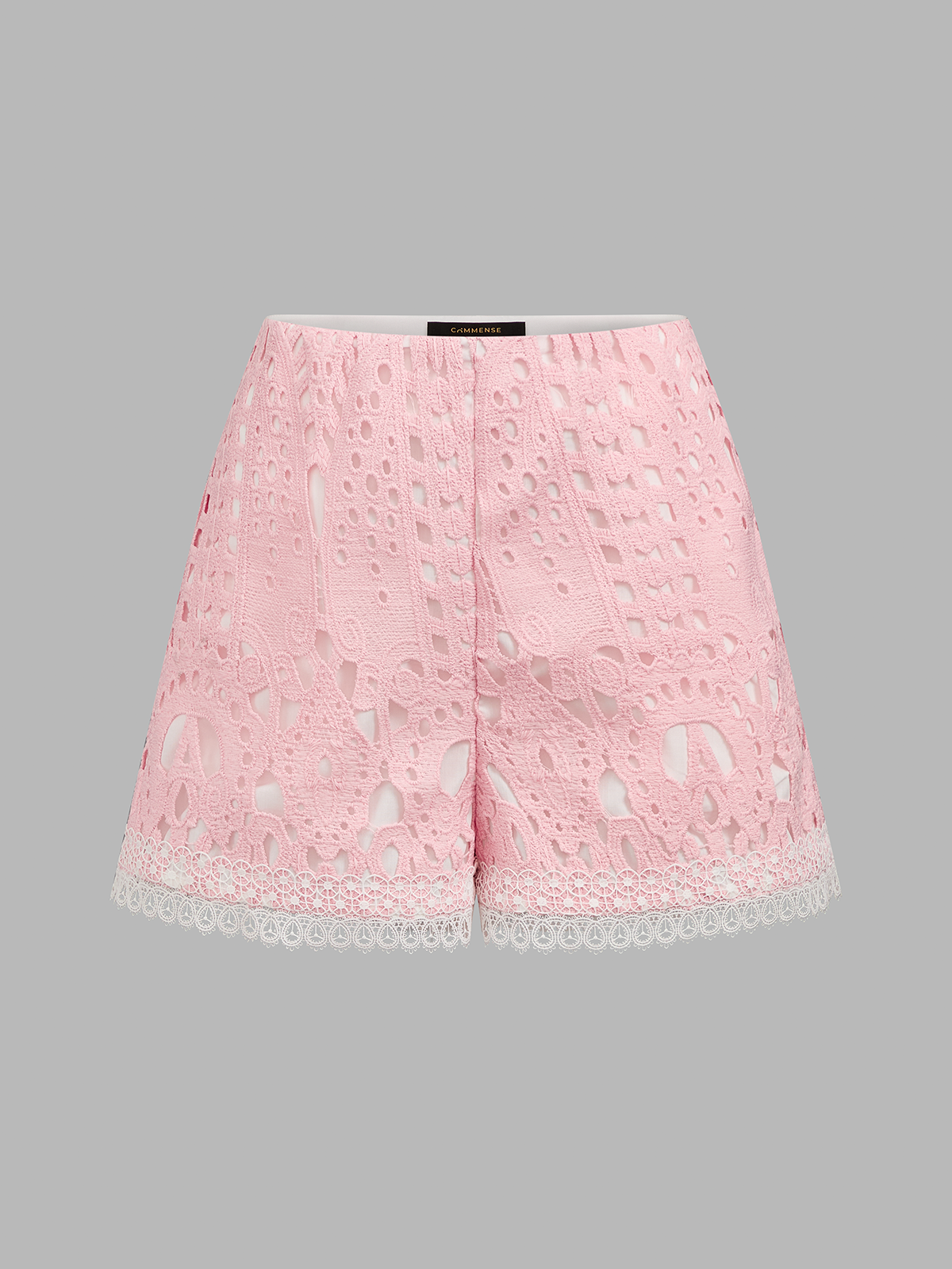 V-Neck Guipure Lace Peplum Top & Shorts Set
