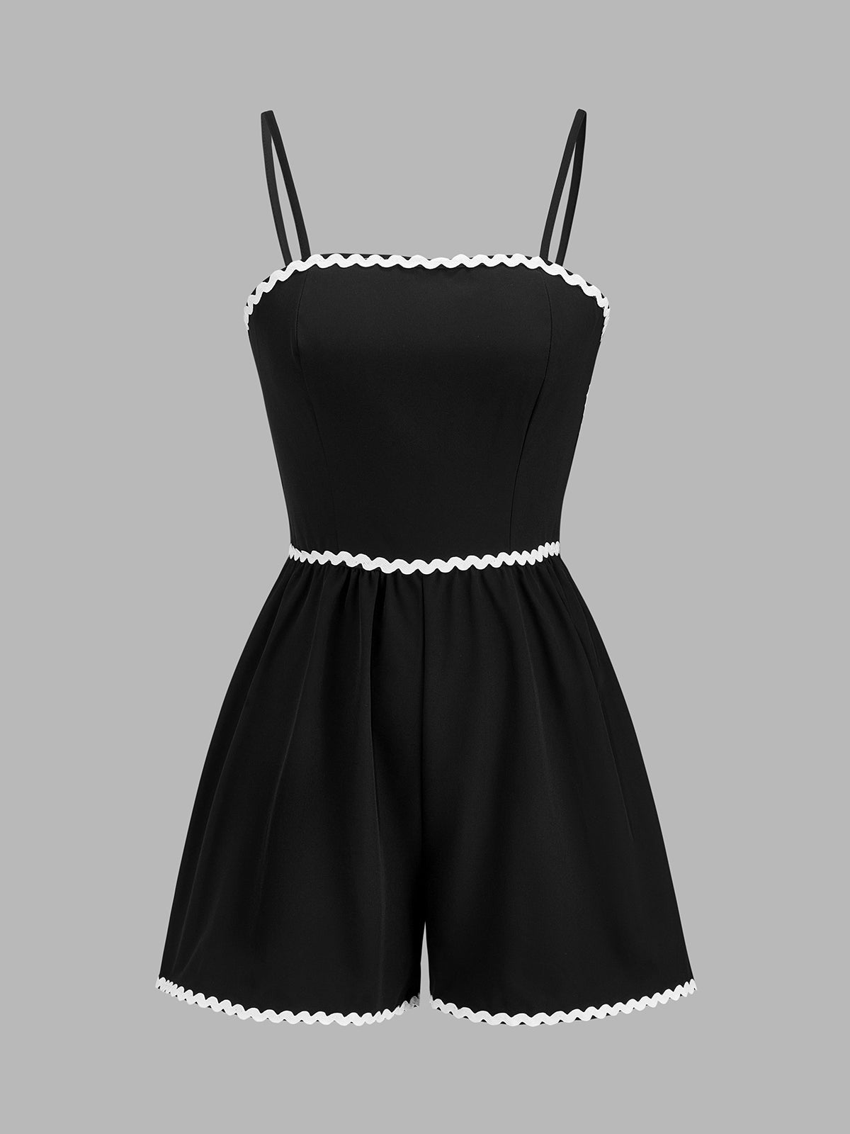 Contrast Wavy Trim Cami Romper