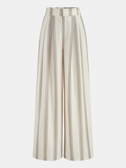Striped Strapless Top & Wide Leg Pants Set