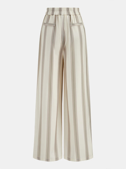 Striped Strapless Top & Wide Leg Pants Set