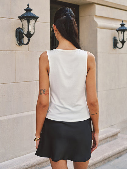 Ring Detail Cowl Neck Tank Top