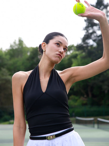 V-Neck Halter Open Back Tank Top