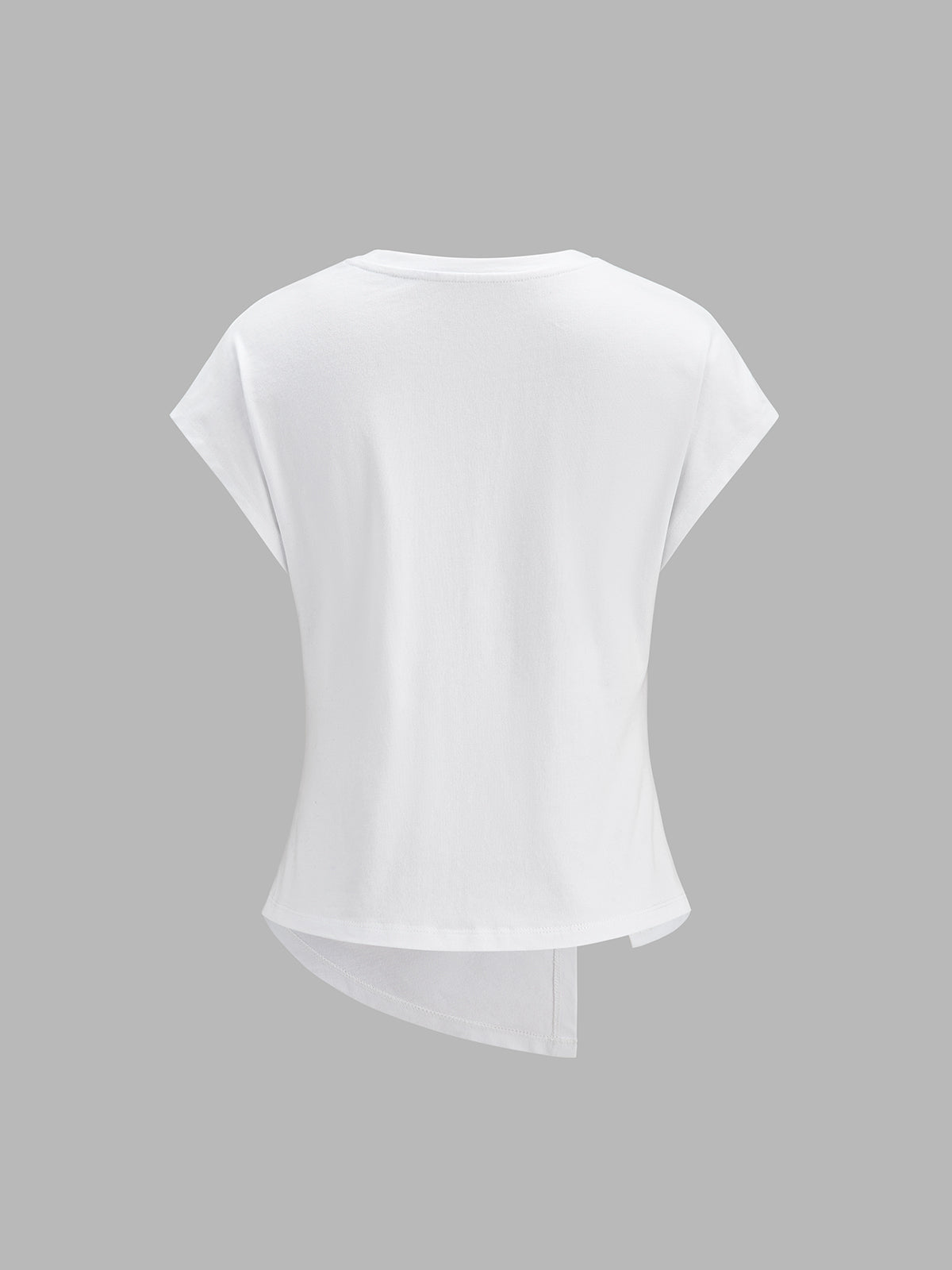 Twist-Front Asymmetric Cotton T-Shirt