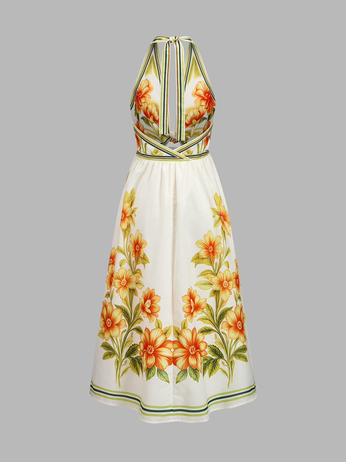 Floral Halter Knot Front Maxi Dress